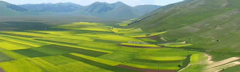 Panorama dei Piani di Castelluccio nei Monti Sibillini